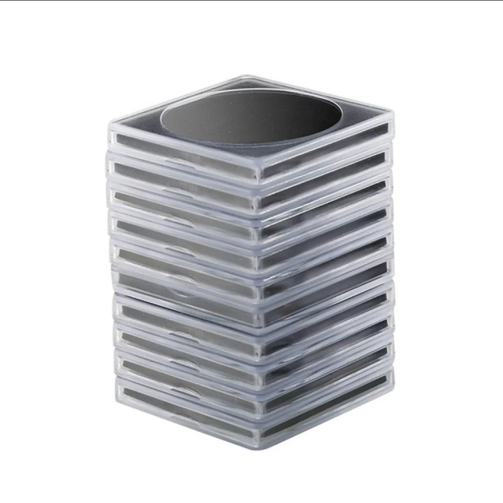 5 x Clear Square Silver Coin Capsules Holder with 5 Size Adjustable Gasket